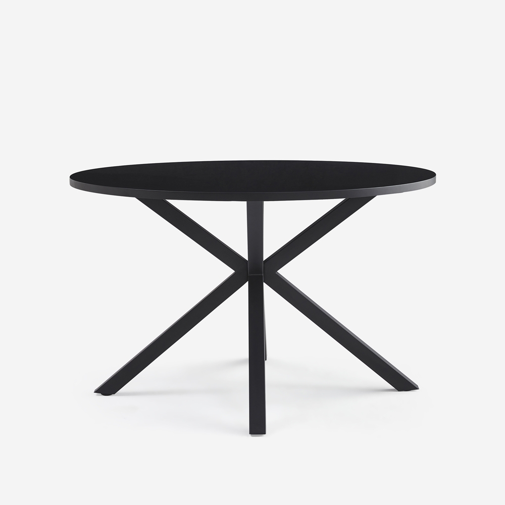 Ronde zwarte tafel 120 cm met gekruiste poten Samu Aanbieding Ronde zwarte tafel 120 cm met gekruiste poten Samu Aanbieding