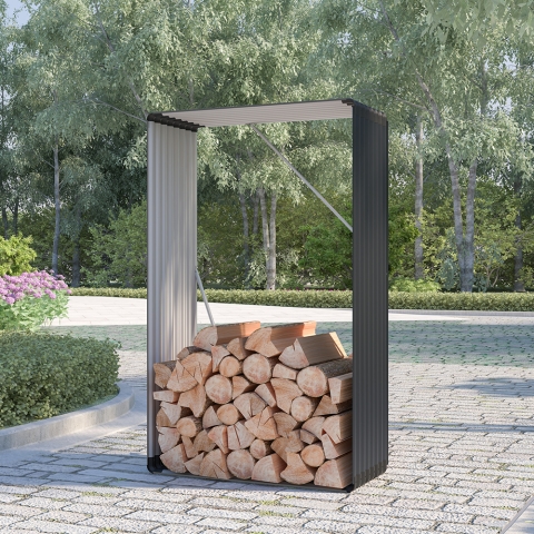 Houtopslag van metaal voor buiten 110x52x180 cm Courmayeur Aanbieding