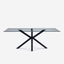 Moderne design tafel met zwarte gekruiste poten en glazen tafelblad 200x100 cm Laka Aanbieding