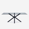 Moderne design tafel met zwarte gekruiste poten en glazen tafelblad 200x100 cm Laka Aanbieding