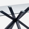 Moderne design tafel met zwarte gekruiste poten en glazen tafelblad 200x100 cm Laka Aanbod
