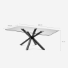Moderne design tafel met zwarte gekruiste poten en glazen tafelblad 200x100 cm Laka Korting