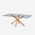 Design tafel van glas en hout 200x100 cm met gekruiste poten Horo Verkoop