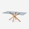 Design tafel van glas en hout 200x100 cm met gekruiste poten Horo Verkoop