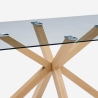 Design tafel van glas en hout 200x100 cm met gekruiste poten Horo Aanbod