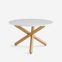 Witte ronde eettafel 120 cm met gekruiste houteffect poten Rimu Aanbieding