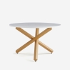 Witte ronde eettafel 120 cm met gekruiste houteffect poten Rimu Verkoop