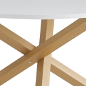 Witte ronde eettafel 120 cm met gekruiste houteffect poten Rimu Aanbod
