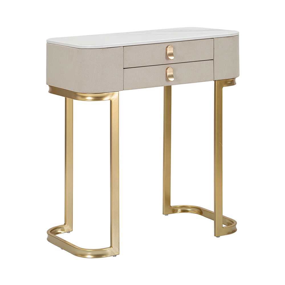 Console d'entrée avec 2 tiroirs et pieds dorés 70x40cm Beauty Promotion