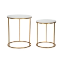 Set van 2 glam eigentijdse ronde salontafels goudkleurig metaal en marmer Simply Aanbieding