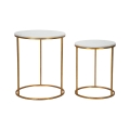Set van 2 glam eigentijdse ronde salontafels goudkleurig metaal en marmer Simply Aanbieding