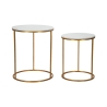 Set van 2 glam eigentijdse ronde salontafels goudkleurig metaal en marmer Simply Aanbieding