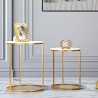 Set van 2 glam eigentijdse ronde salontafels goudkleurig metaal en marmer Simply Verkoop