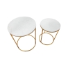 Set van 2 glam eigentijdse ronde salontafels goudkleurig metaal en marmer Simply Aanbod