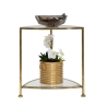 Table de chevet triangulaire 2 étagères métal doré et verre Triangle S Remises