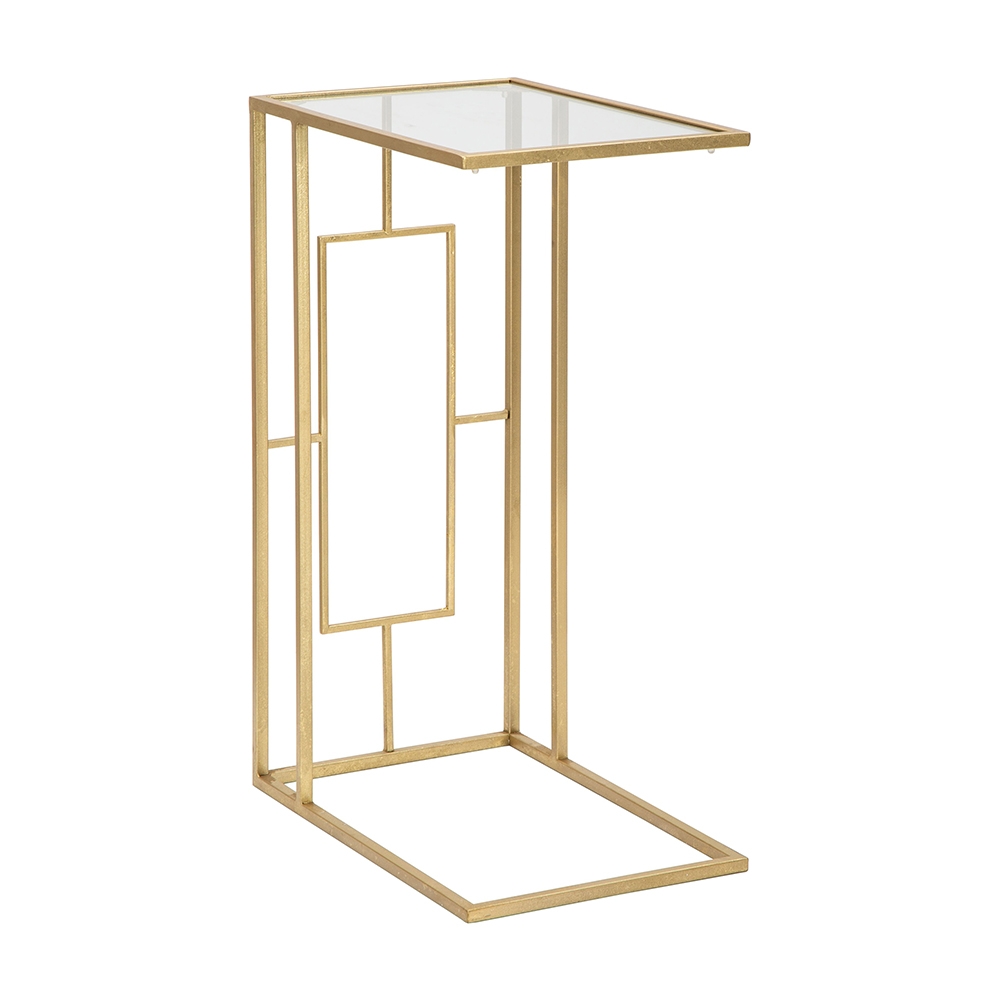 Table basse rectangulaire en métal doré et verre London Promotion Table basse rectangulaire en métal doré et verre London Promotion
