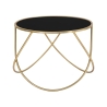 Table basse moderne ronde 60 cm en métal doré et verre noir Ring Offre