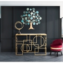 Gouden metalen rechthoekige haltafel 120x41cm met spiegelblad Marie Verkoop