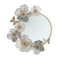 Miroir mural rond avec décorations florales 3D Amy Promotion