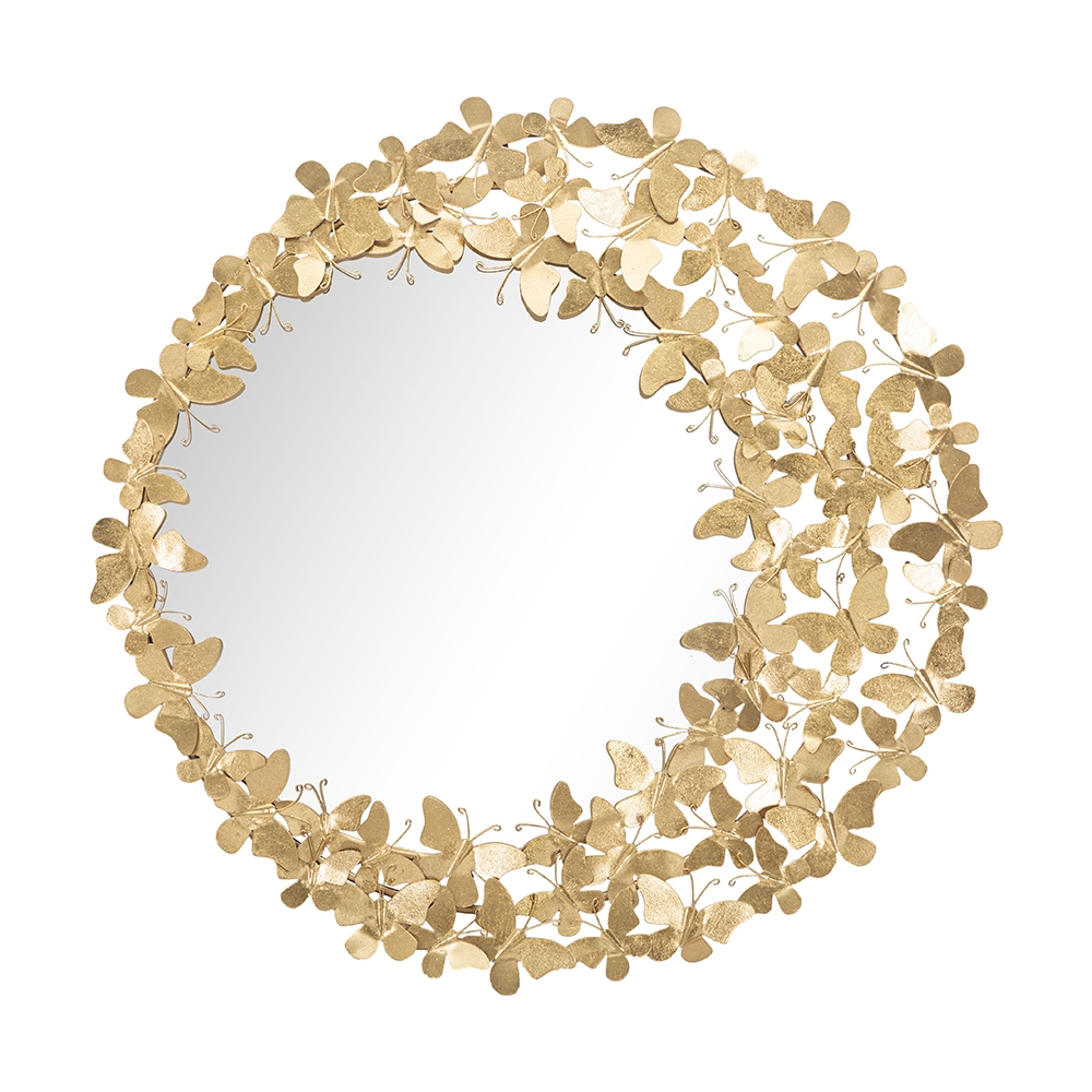 Miroir mural rond avec papillons 3D dorés Butterfly Wind Promotion Miroir mural rond avec papillons 3D dorés Butterfly Wind Promotion