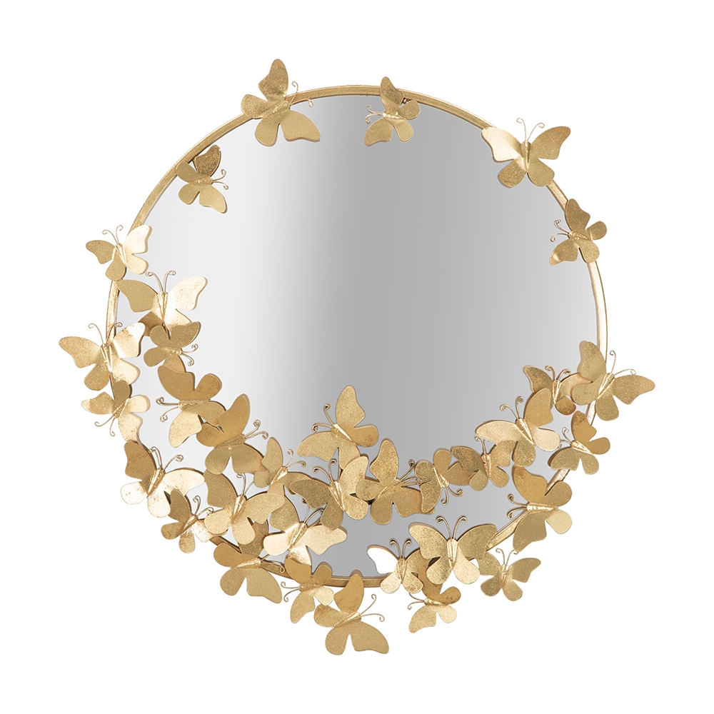 Miroir rond mural doré avec papillons décoration 74cm Butterfly S Promotion Miroir rond mural doré avec papillons décoration 74cm Butterfly S Promotion