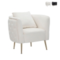 Fluwelen glam fauteuil met gouden poten en kussen Bucarest-P Aanbieding