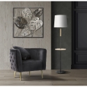 Fluwelen glam fauteuil met gouden poten en kussen Bucarest-P Korting