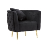 Fluwelen glam fauteuil met gouden poten en kussen Bucarest-P Afmetingen