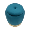 Pouf de rangement rond en velours avec base métallique 43cm Paris Réductions