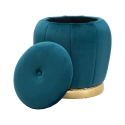 Pouf de rangement rond en velours avec base métallique 43cm Paris Remises