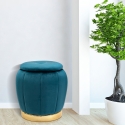 Pouf de rangement rond en velours avec base métallique 43cm Paris Vente