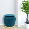 Pouf de rangement rond en velours avec base métallique 43cm Paris Vente