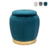 Pouf de rangement rond en velours avec base métallique 43cm Paris Promotion