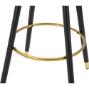 Barkruk keuken in fluweel met zwarte en gouden houten poten h80cm Prague 