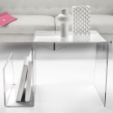 Transparante design bijzettafel van plexiglas met tijdschriftenhouder S-Table Verkoop