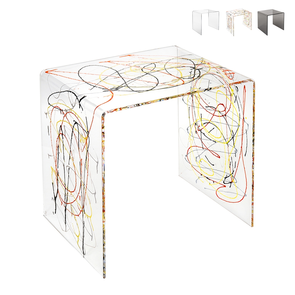 Table basse moderne en plexiglas transparent 50x40x50cm 80'S Big Réductions