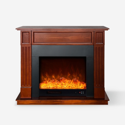 Cheminée électrique 1500W sur pied avec cadre effet bois Göteborg M Promotion