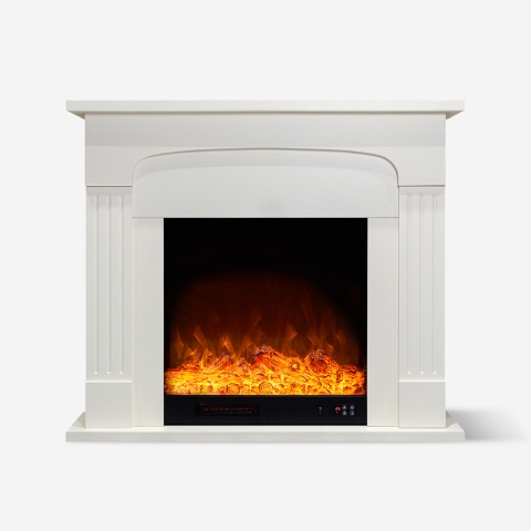Cheminée électrique basse consommation 1500W cadre blanc Ludvika Promotion