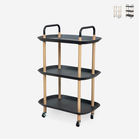 Chariot de cuisine pour aliments roulettes 3 étagères design Wala Plus Promotion