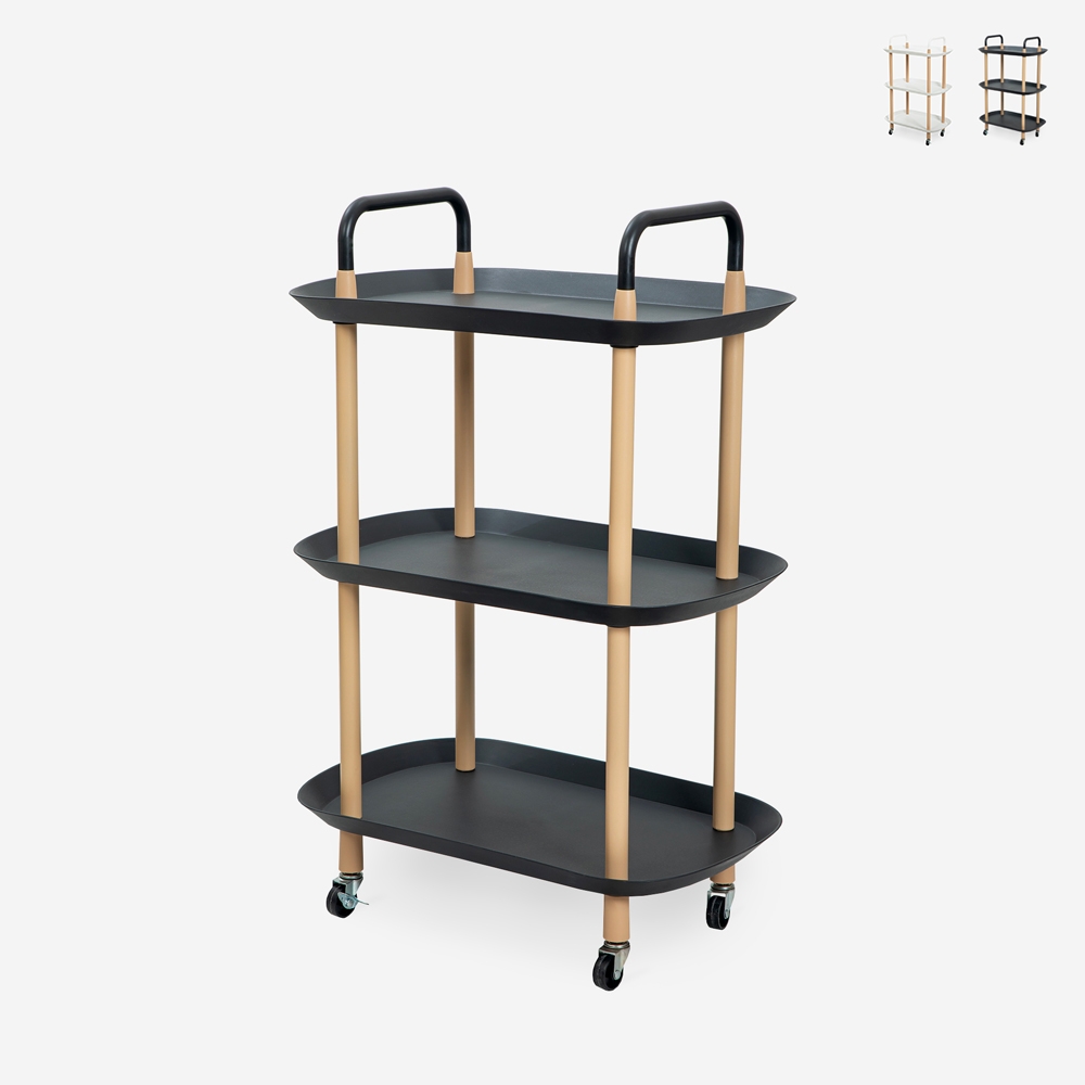 Chariot de cuisine pour aliments roulettes 3 étagères design Wala Plus Promotion Chariot de cuisine pour aliments roulettes 3 étagères design Wala Plus Promotion