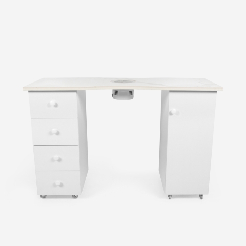 Table manucure avec aspirateur roulettes plateau en marbre Makrana Promotion