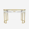 Table manucure esthéticienne en verre et métal doré effet marbre Jess Promotion