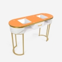 Table manucure esthéticienne en verre et métal doré effet marbre Jess Remises