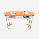 Table manucure esthéticienne en verre et métal doré effet marbre Jess Réductions