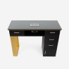 Table manucure esthéticienne noir aspirateur plateau en verre Glamos Offre