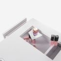 Table manucure blanche aspirateur 3 tiroirs et pieds dorés Skait Modèle