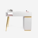 Table manucure blanche aspirateur 3 tiroirs et pieds dorés Skait Catalogue