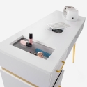 Table manucure blanche aspirateur 3 tiroirs et pieds dorés Skait Choix
