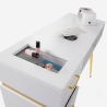 Table manucure blanche aspirateur 3 tiroirs et pieds dorés Skait Choix