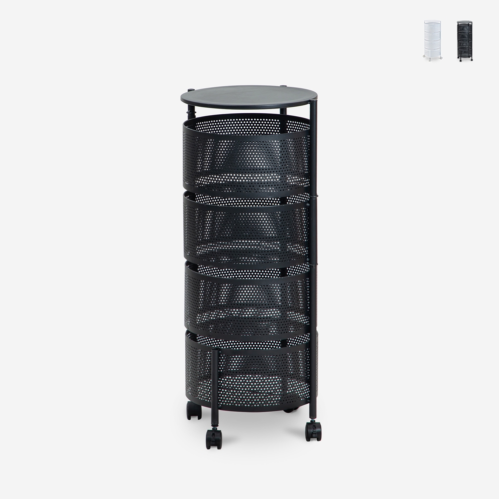 Moderne keuken fruitmand kar met 4 draaibare manden Rodin L Aanbieding
